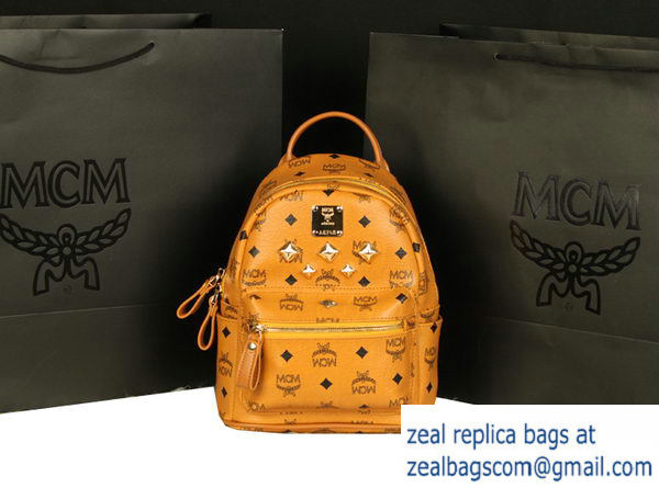 High Quality Replica MCM Stark Backpack Medium in Calf Leather 8003 Camel - Click Image to Close